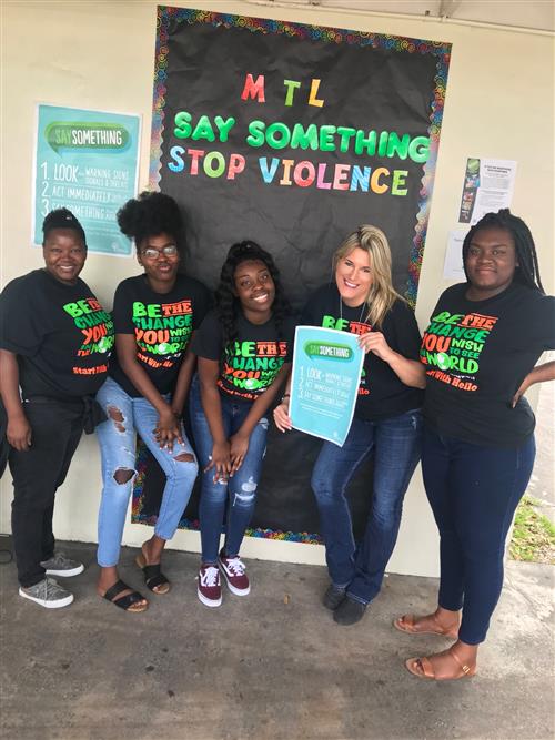  Students outside with Broward STOPS Violence signs